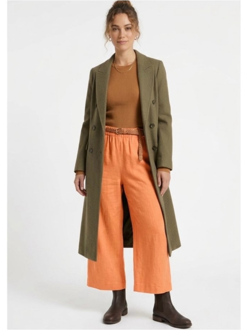 Tahari 100% Linen Wide Leg Elastic Waist Pants NEW